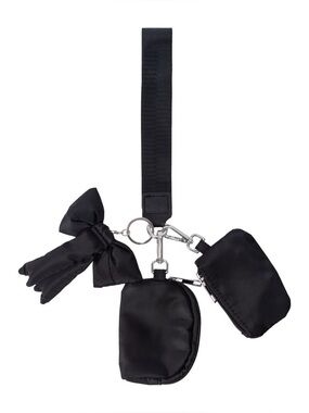 🖤 Black Wristlet Keychain w/ Pouches – Mini Zip Bags Set – Clip On Wallet – NEW